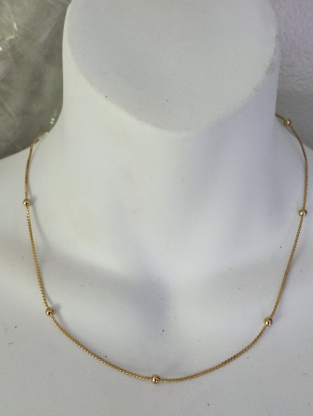 Vtg Napier Gold Tone Delicate Beaded Station Necklace - 17 Inches